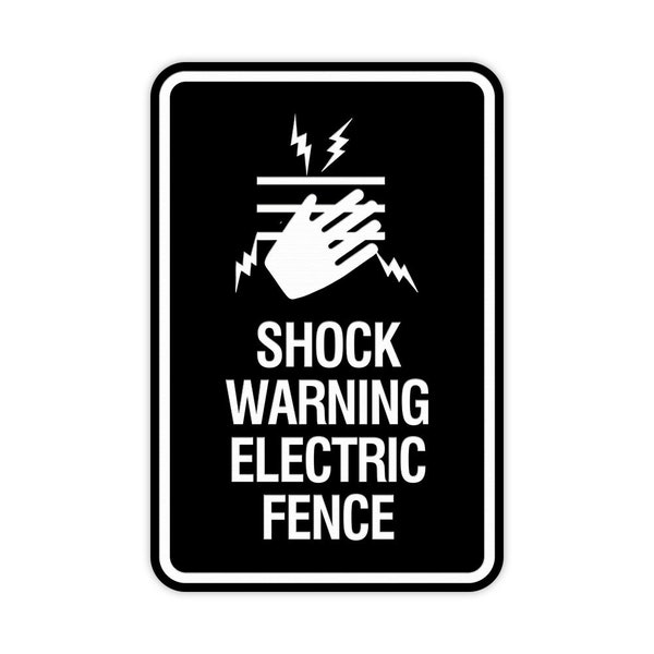 Signs ByLITA Portrait Round Shock Warning Electric Fence Wall or Door Sign