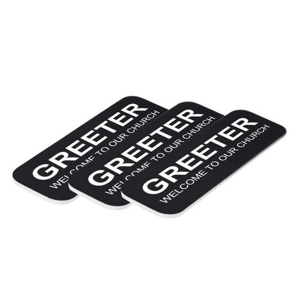 Greeter Welcome To Our Church 1 x 3" Name Tag (3 Pack)