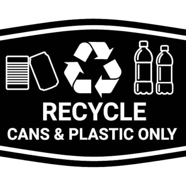 Fancy Recycle Cans & Plastic Only Wall or Door Sign