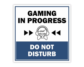 Square Plus Gaming In Progress Do Not Disturb Wall or Door Sign | Easy Installation | Gaming Room Signage