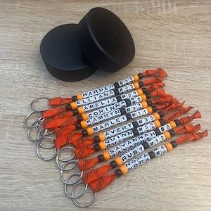 Hockey Keychain, Hockey Team Gift, Beaded Hockey Lace Keychain, Personalized Hockey Beaded Keychain, Hockey Swag