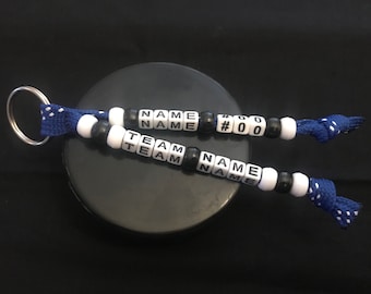 Personalized Hockey Lace Keychain, Team Gift, Player Number