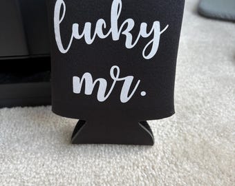Black His & Hers koozies