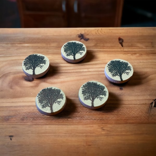 5 Holzcabochons Baum 12mm