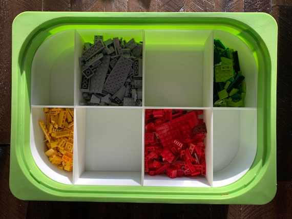 Lot of 3 LEGO Sorting Box to Go Travel Case Organizing Dividers Green Red  Blue