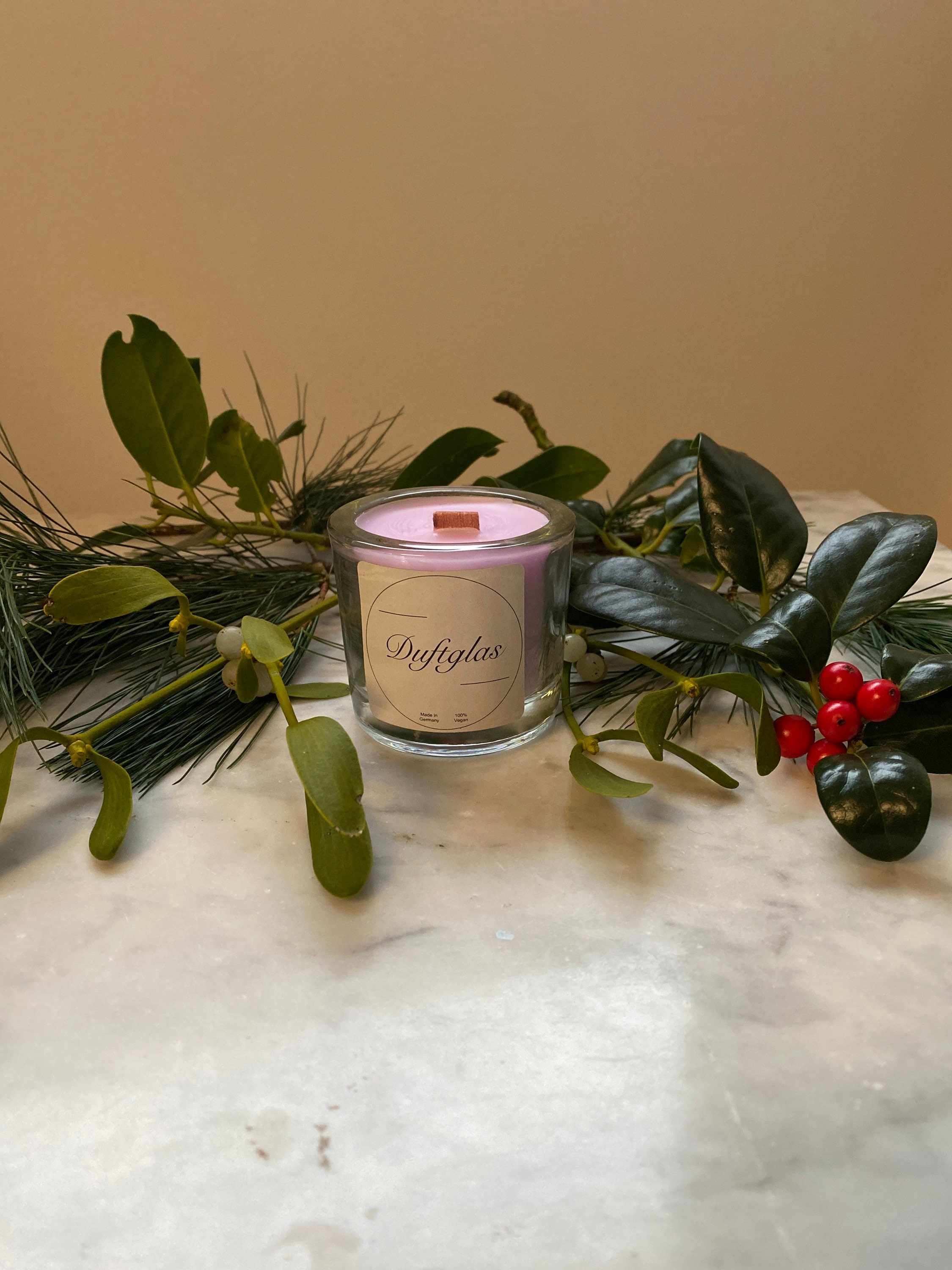 Vela perfumada con mecha de madera en vidrio | Etsy