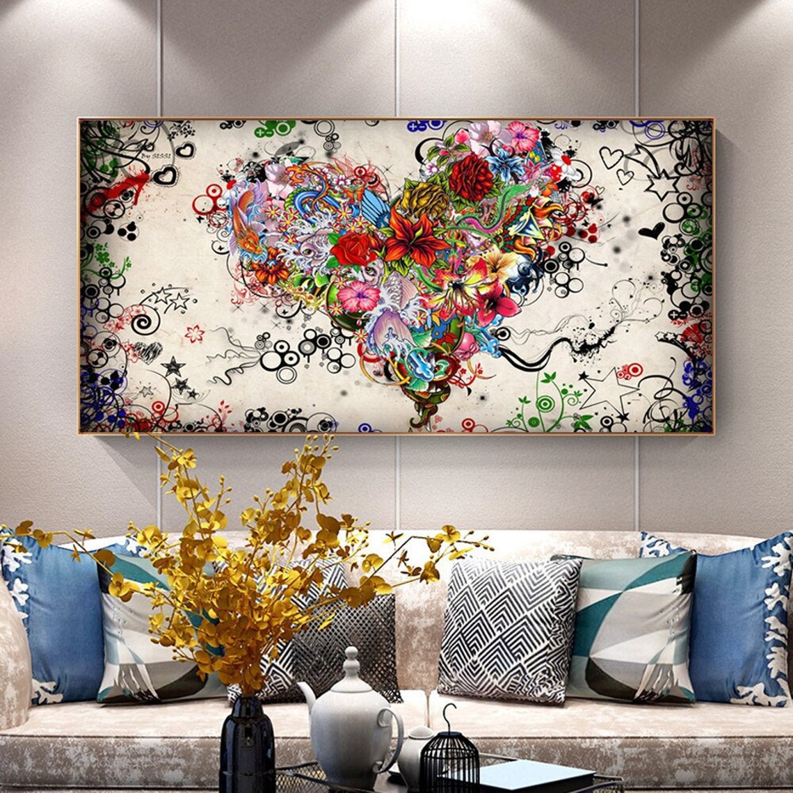 Wall Art Picture Canvas Love Picture Abstract Painting Etsy