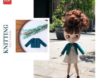 Top Down Seamless Knitting Cardigan PDF Pattern, Doll Knitting Pattern, Doll Clothes, Doll Clothing, Blythe Doll Neo, Patterns for Blythe