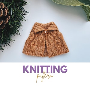 Capa de enfermeira em miniatura – Molde de tricô sem costura para bonecas | Poncho estilo vintage para Blythe | Download em PDF