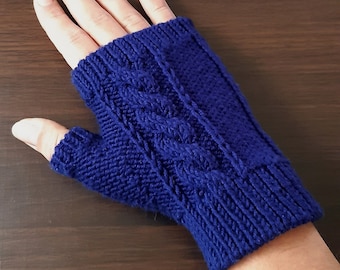 100% Merino - Mitones Unisex Tejidos A Mano - Guantes Sin Dedos Con Trenza