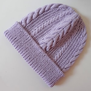 100% Merino Hat with Braids Hand Made Beanie Winter Women's Accessory image 1