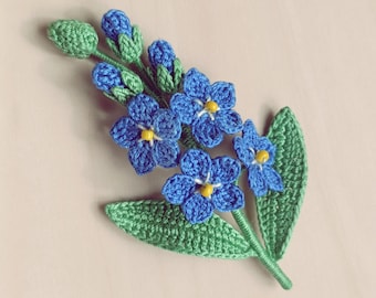 Forget Me Not Crochet Pattern - Forget Me Not Brooch - Crochet Pattern - DIY Flower Brooch - Micro Crochet Flower