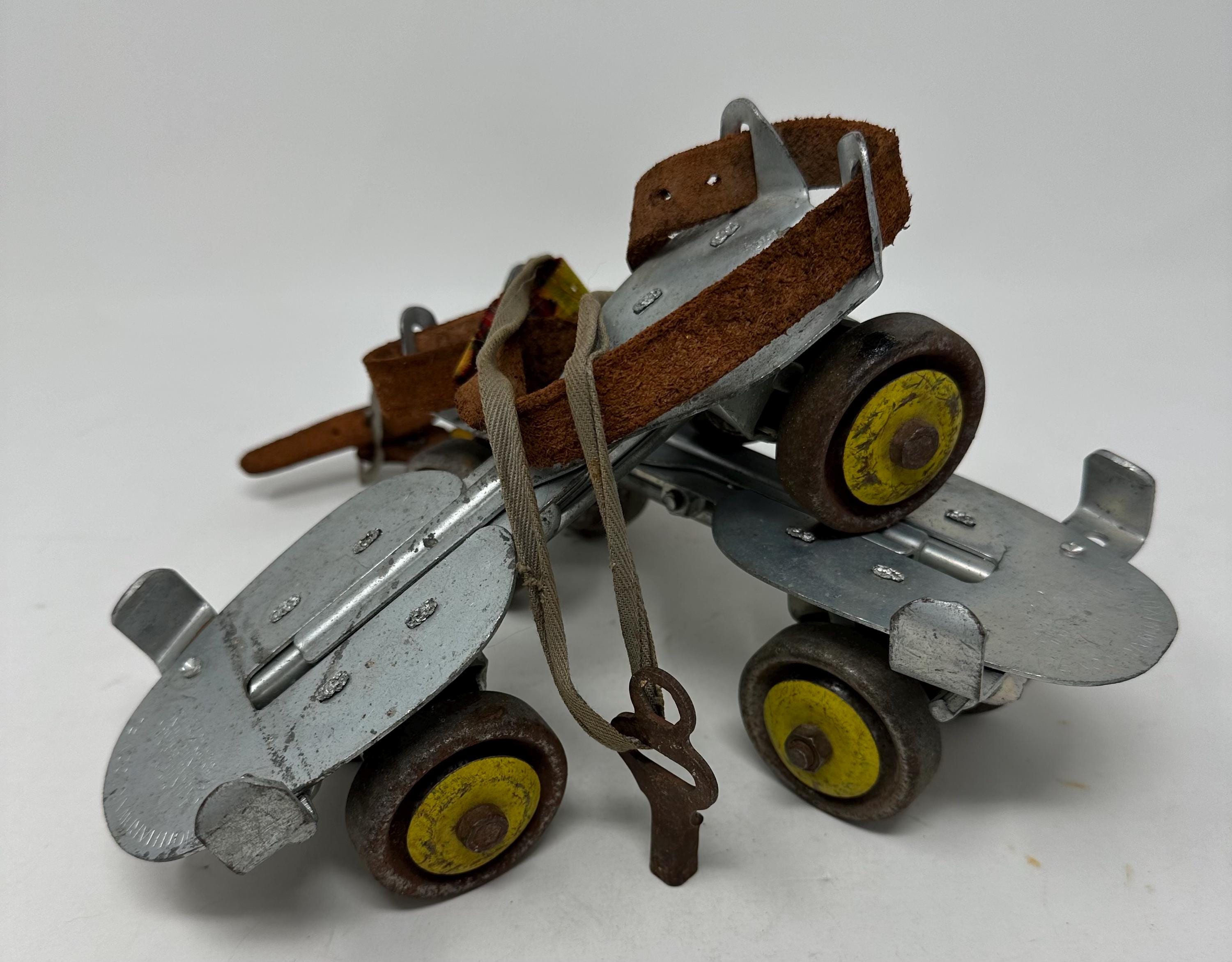 Vintage 1960s Metal Roller Skates Adjustable With Key by