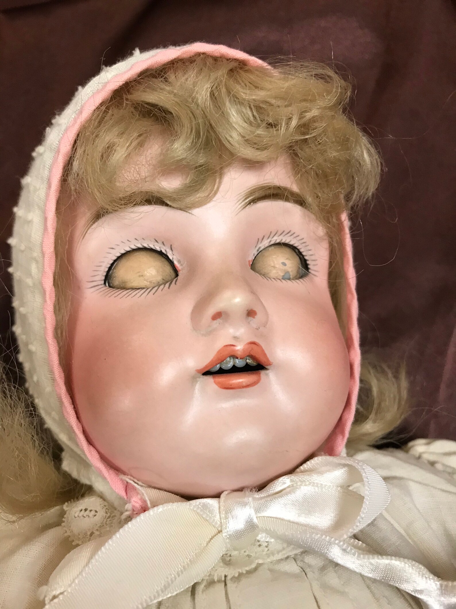 Antique Bisque Head Doll with Jointed Leather Body Sleepy Etsy