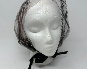 Vintage Black Hair Net Mourning Church Veil