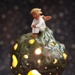 Der kleine Prinz Figur, Lampe für Kinderzimmer aus Keramik, perfektes
