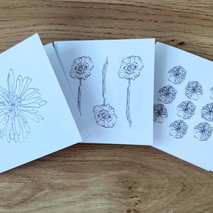 3 x Floral Monochrome Kartenpackung 4 x 4 Zoll