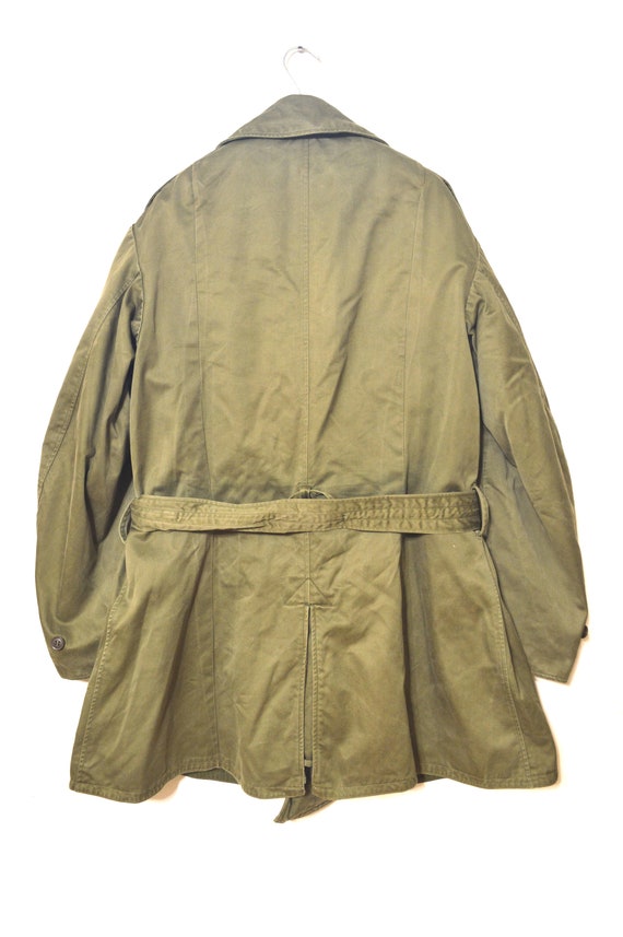 Vintage WW2 US Army Field Trench Coat Offiziere Korean War Olive 