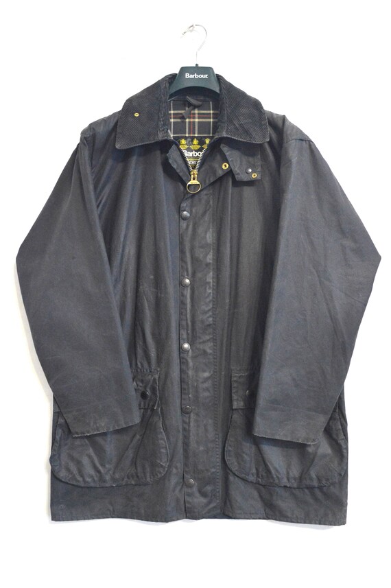 Vintage Barbour Border Waxed Jacket Navy Size Men'