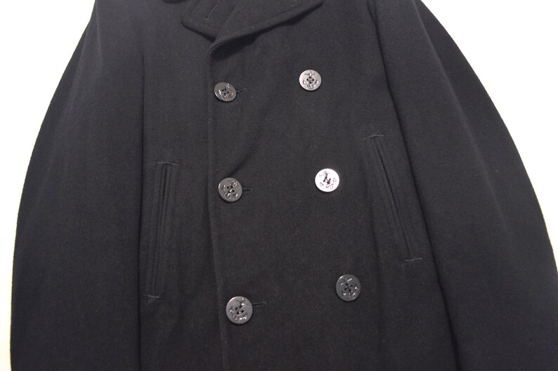 USN Navy 80s Vintage Enlisted Black Wool Overcoat Pea Coat - Etsy