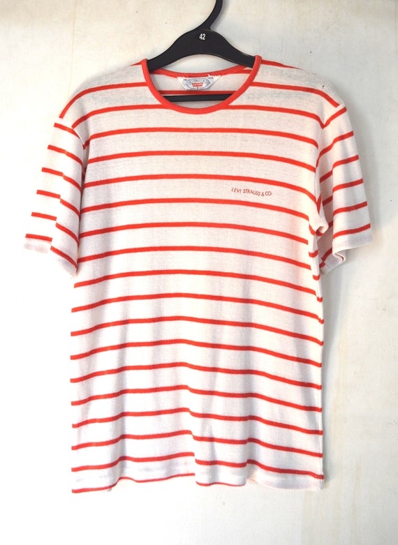 Levi's Vintage Striped Red White Shirt Size Men's S - Gem