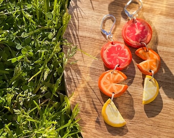 Citrus Dangle Earrings (Handpainted)