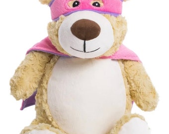 Hero Bear Pink Cape , Cubbies Bear , Ours personnalisé, Ours personnalisé, Ours, Ours en peluche personnalisé, Ours en peluche personnalisé, Peluche