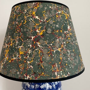 Green/yellow marbled paper lampshade