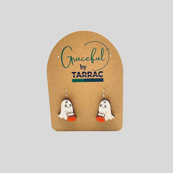 Spooky Cute White Ghost Halloween Earrings