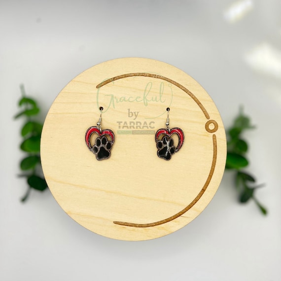 Heart Paw Small Dangle Earrings for Pet Lovers