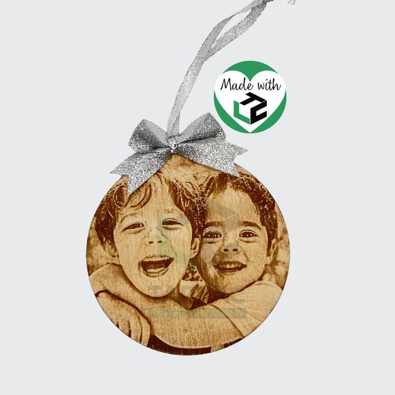 Custom Christmas Ornament with Photo Engraved on Wood