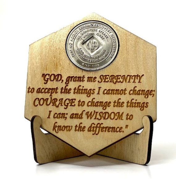 Serenity Prayer Medallion Holder – Sobriety Coin Display for Recovery Gifts