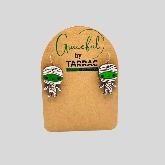 Spooky Cute Mummy Zombie Halloween Earrings