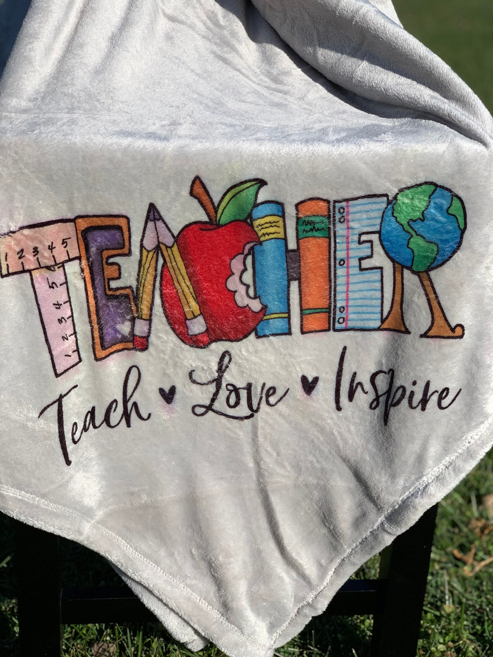 Teacher Blanket Teacher Gift Teacher Appreciation Grey Etsy