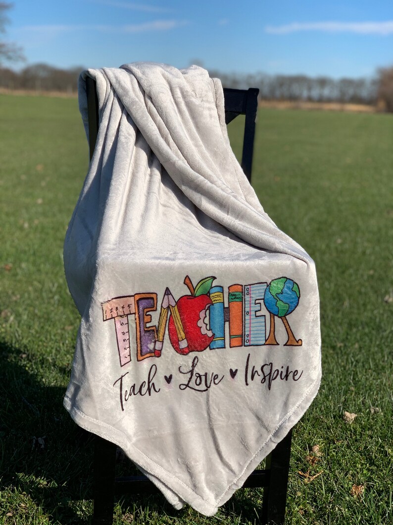 Teacher Blanket Teacher Gift Teacher Appreciation Grey Etsy