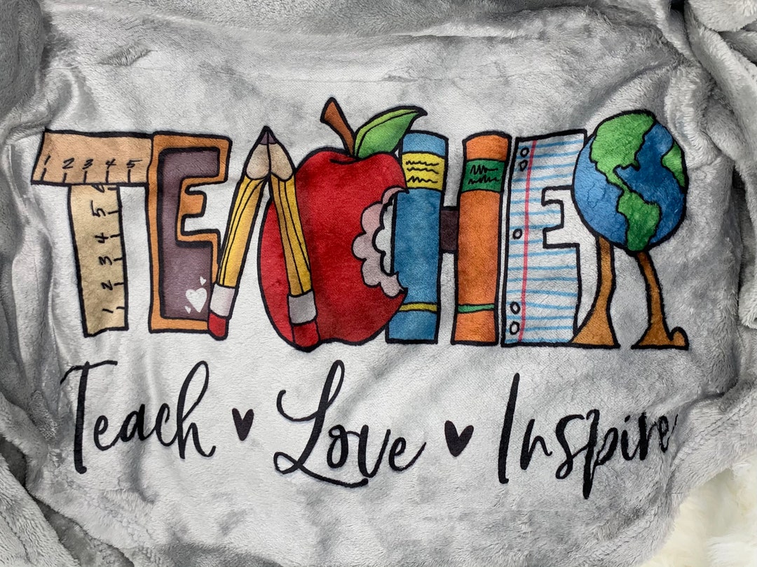 Teacher Blanket, Teacher Gift, Teacher Appreciation, Grey Throw, Twin