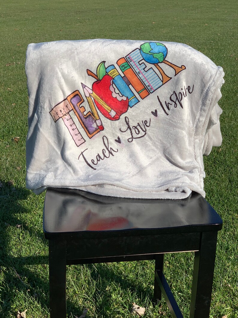 Teacher Blanket Teacher Gift Teacher Appreciation Grey Etsy