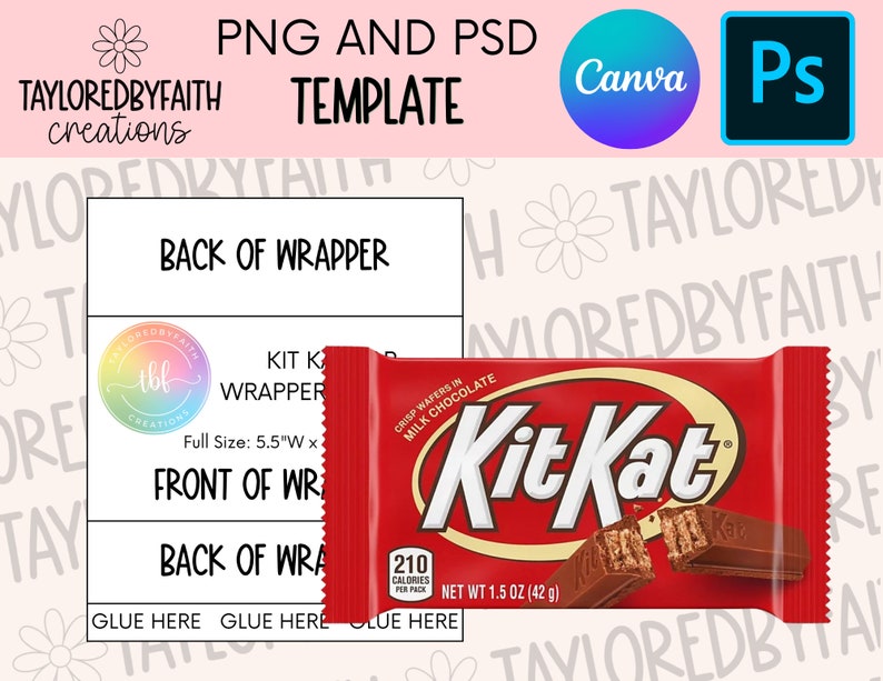 Kitkat Wrapper Template, Kit Kat Party Favor, Kit Kat, Kit Kat Digital File, Kit Kat, Kit Kat