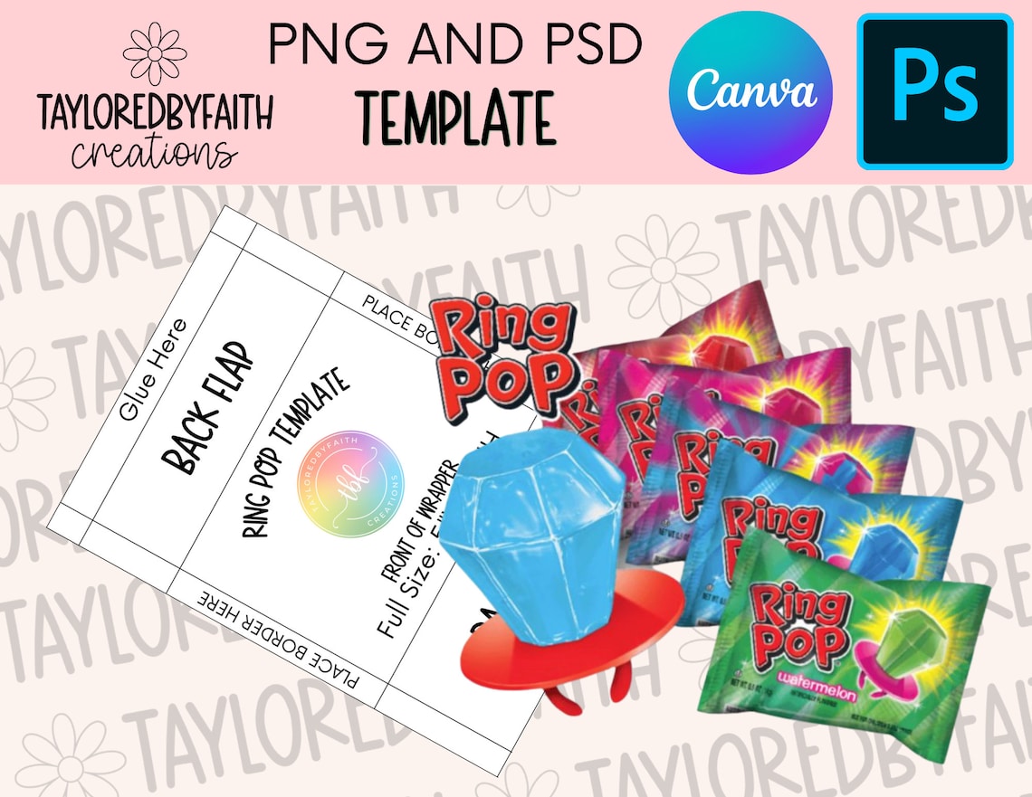 Ring Pop Wrapper, Ring Pop Template, Ring Pop Party Favor, Ring Pop