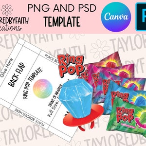 Ring Pop Wrapper, Ring Pop Template, Ring Pop Party Favor, Ring Pop, Ring Pop Digital File, Ring Pop Editable Template, Ring Pop, PNG File