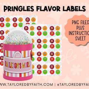 Pringles Flavor Labels, Pringles Flavor Stickers, Pringles Flavor Template, Pringles Can Labels, Pringles Shaker, Custom Party Favors