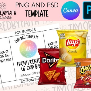 Plantilla de bolsa de chip, envoltorio de bolsa de chip, favor de fiesta de bolsa de chip, bolsa de chip, archivo digital de bolsa de chip, archivo editable de bolsa de chip, archivo PNG de bolsa de chip, PSD