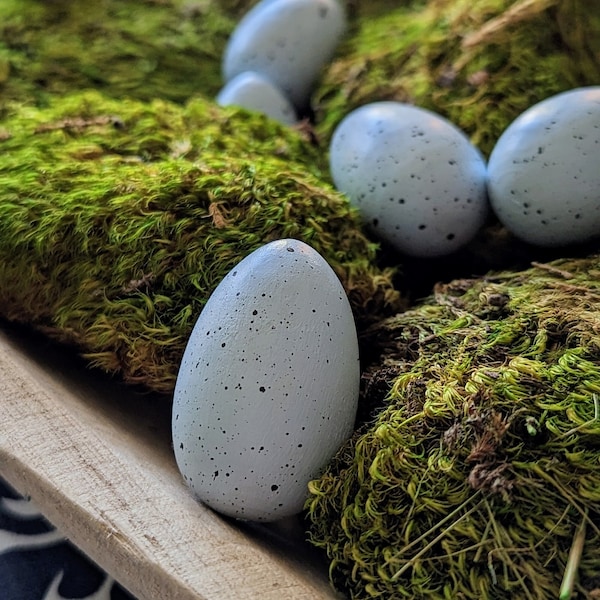 Solid Wood Robin's Eggs | Spring Decor | Hand Painted Eggs | Speckled Eggs