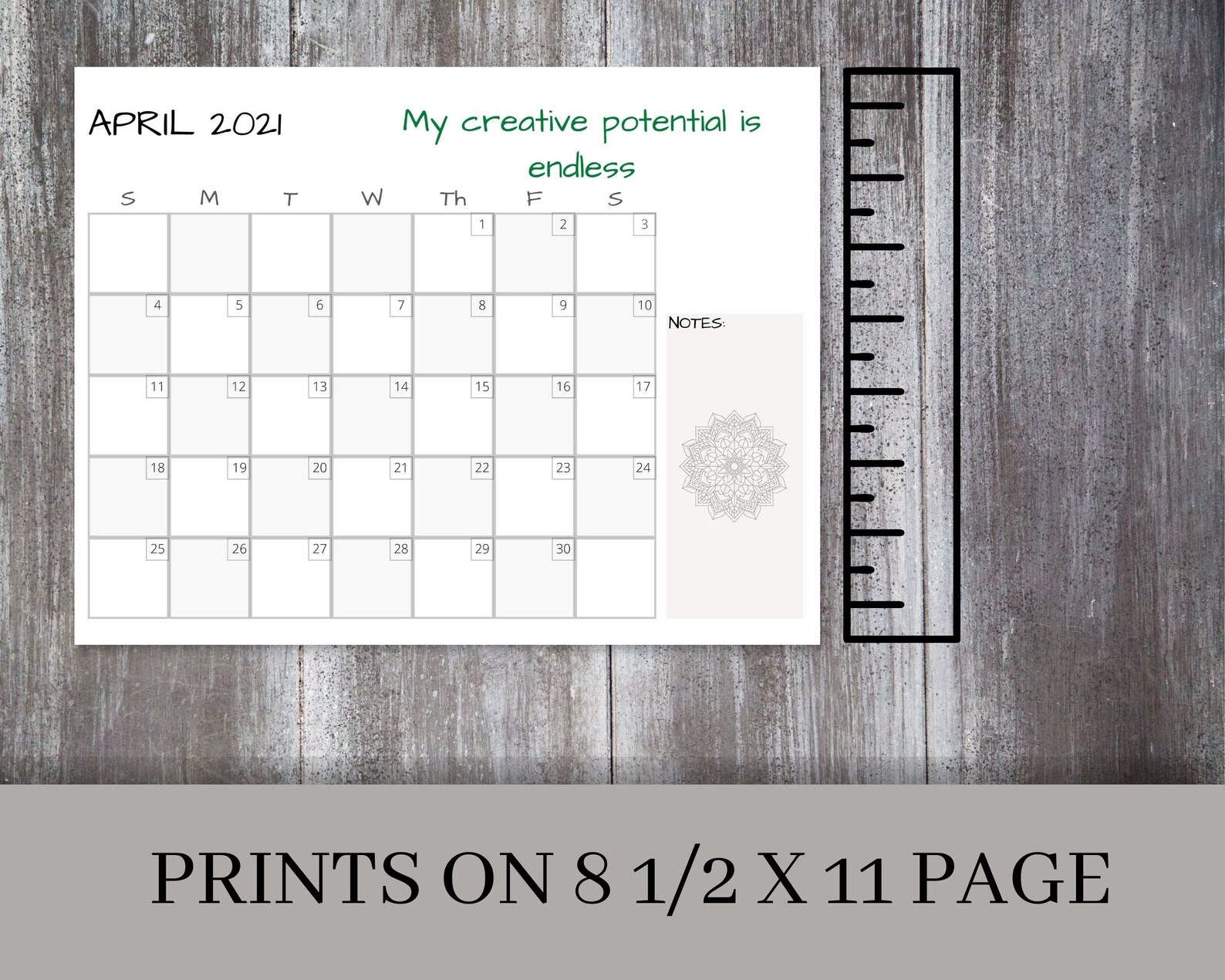2021 Monthly Printable Calendar Positive Affirmations | Etsy