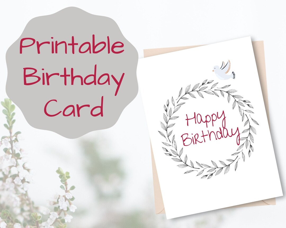 Printable Birthday Card L Blank Inside Birthday Card - Etsy