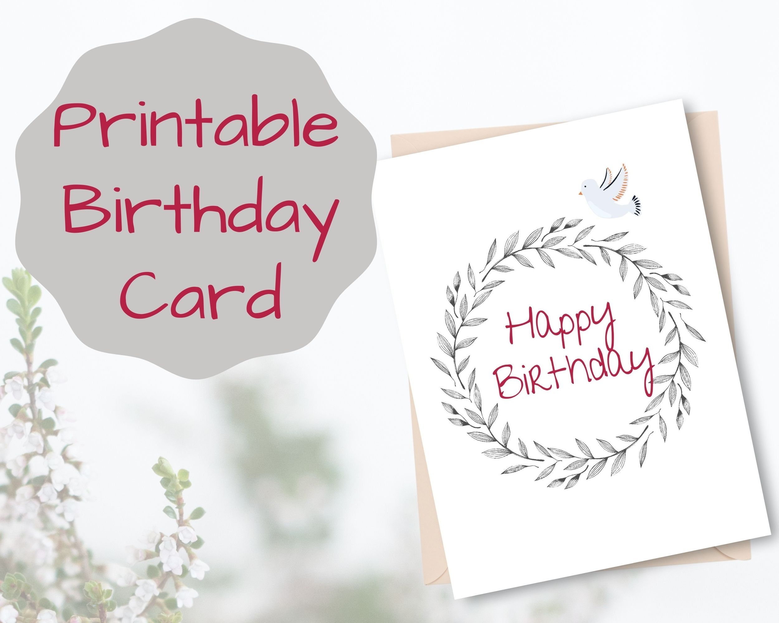 Printable Birthday Card L Blank Inside Birthday Card - Etsy