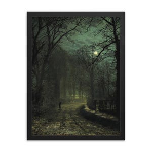 Yorkshire Lane in November Grimshaw 1873 Framed Print – Vintage English Landscape Wall Art, Historic Autumn Home Décor, Gift Idea