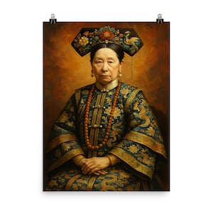 Empire Dowager Cixi Wand Kunst Poster | Vintage asiatische Geschichte Dekor | Einzigartiges Geschenk & Wohnaccessoire