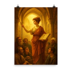 Pre-raphaelite Hypatia Poster Print: Golden Light of Alexandria Library ...