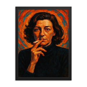 Impression encadrée Anne Sexton – art mural littéraire unique, décoration portrait de poète moderne, cadeau pour amateur de livres, oeuvre d'art d'auteur inspirante